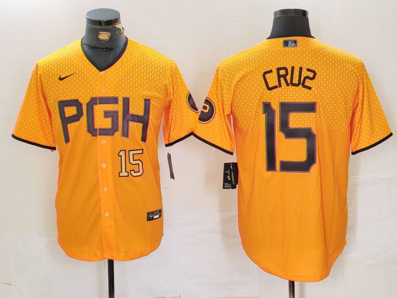 Men Pittsburgh Pirates #15 Cruz Yellow City Edition 2024 Nike MLB Jersey style 2->pittsburgh pirates->MLB Jersey